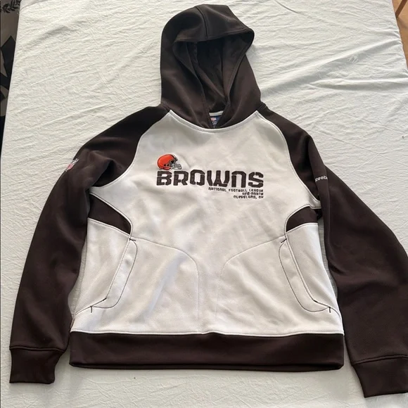 Reebok NFL Women's Medium Cleveland Brown Long Sleeve Hoodie - Picture 1 of 11